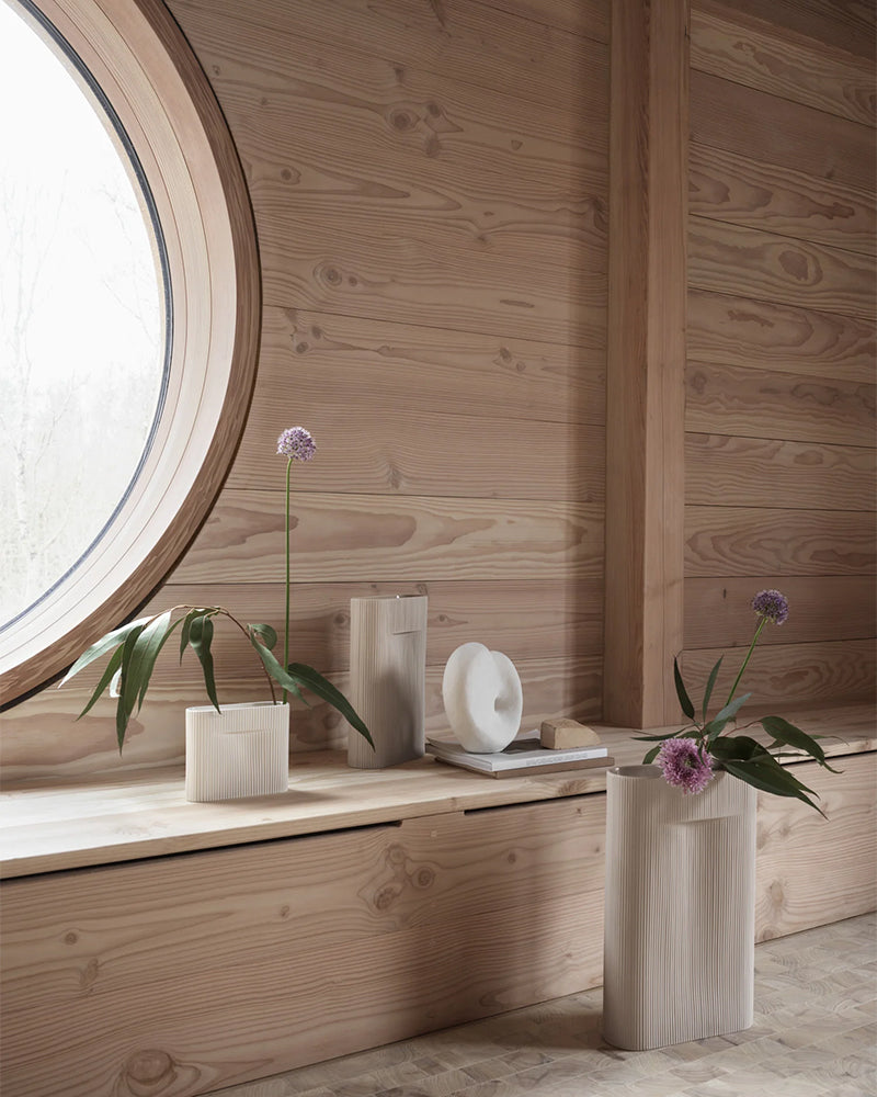 Ridge - Beżowy wazon na kwiaty 35cm