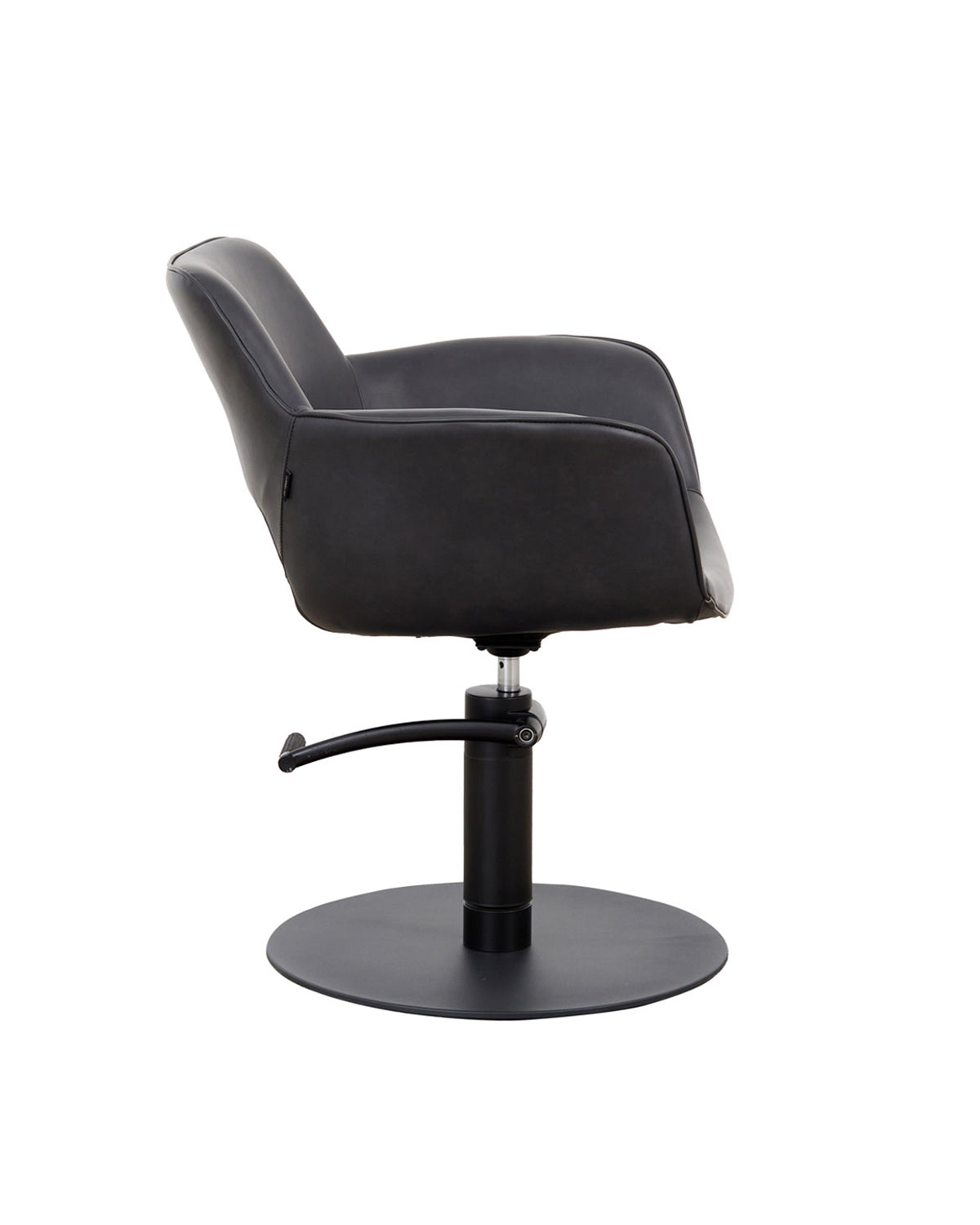 Milo Midnight - Gray styling chair with black round base
