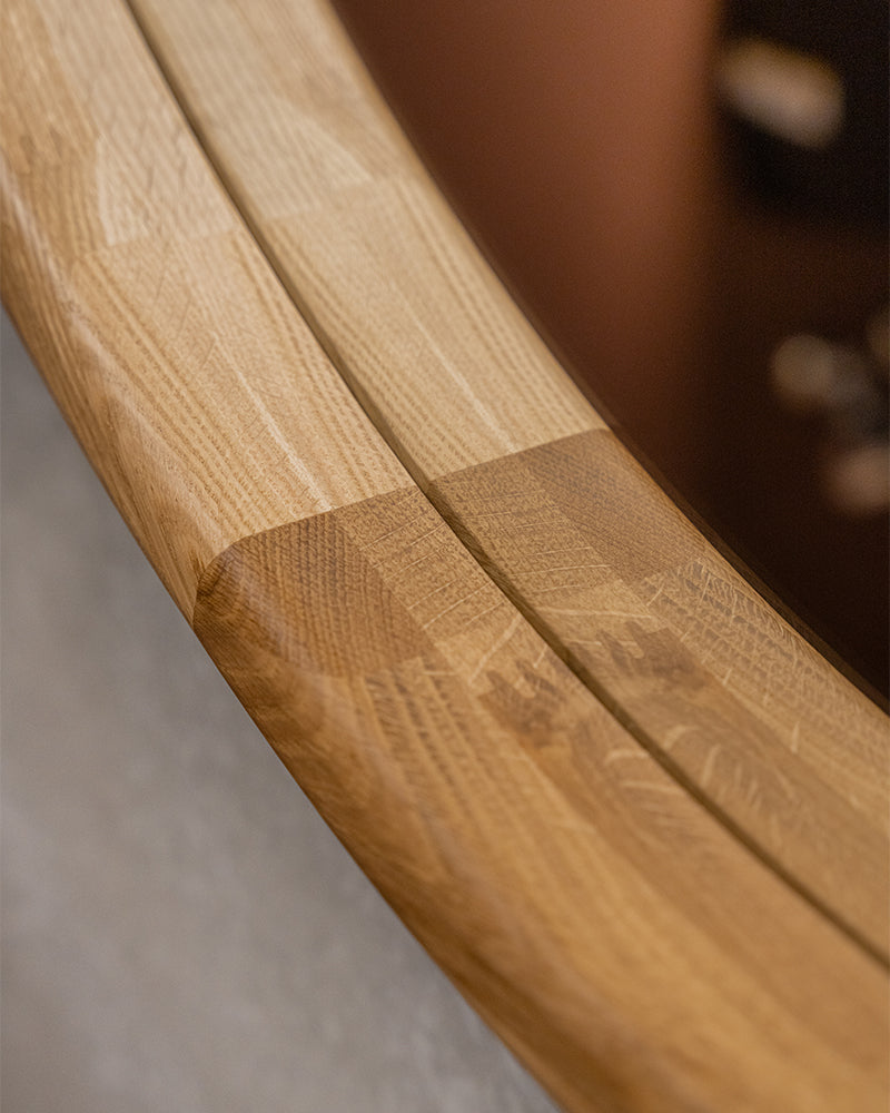 Linea Oak - ø100cm hairdresser mirror in oak wood