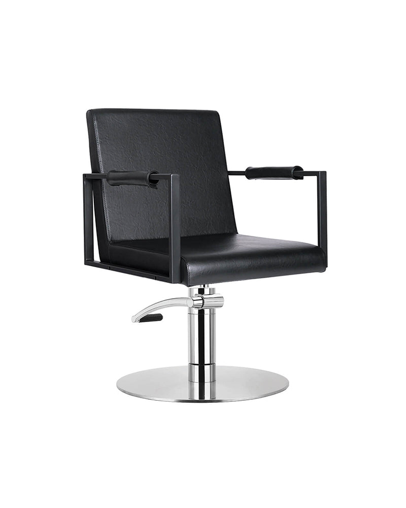 Harper - Black hairdressing chair - Chrome round base