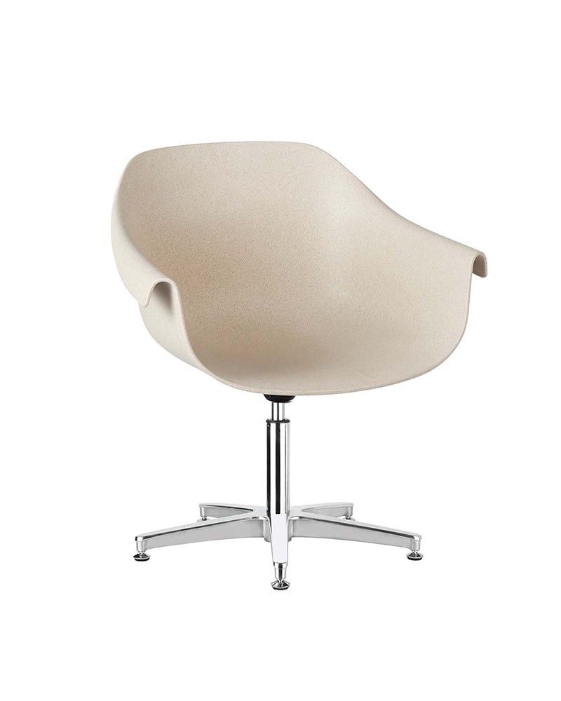 Eco - Beżowy fotel do poczekalni - Chromowana podstawa gwiazdowa