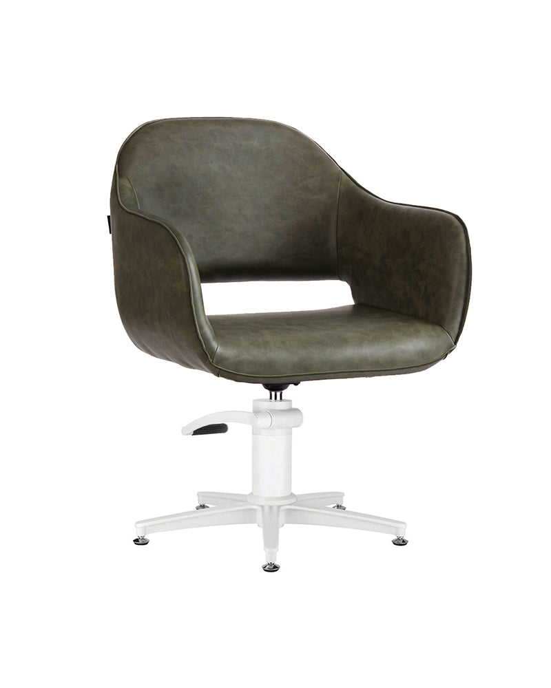 Meadow Sage - Zielony fotel fryzjerski z białą podstawą gwiazdową