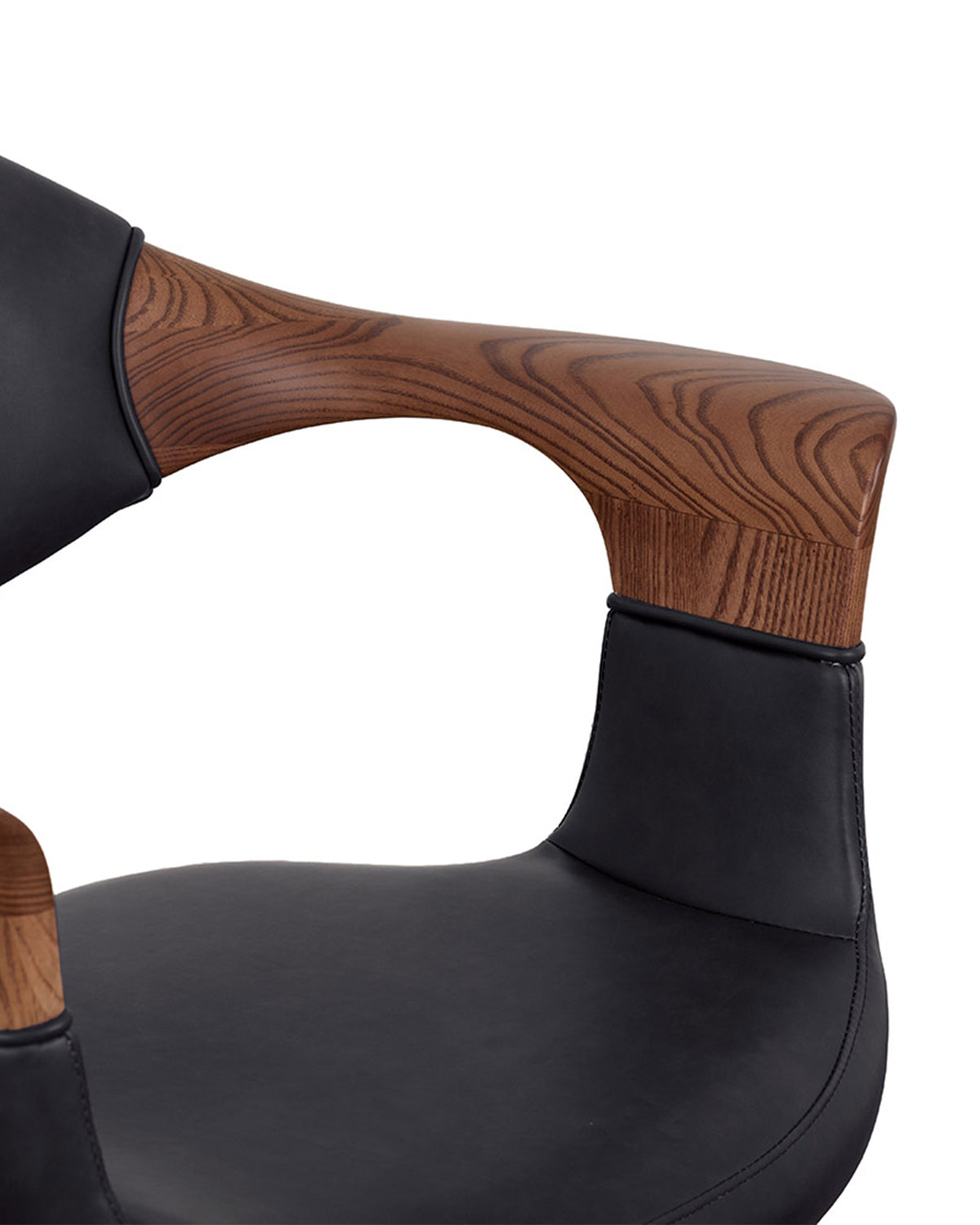 Oakley Midnight - Szary fotel fryzjerski z czarną podstawą płaską i podłokietnikami z dębu