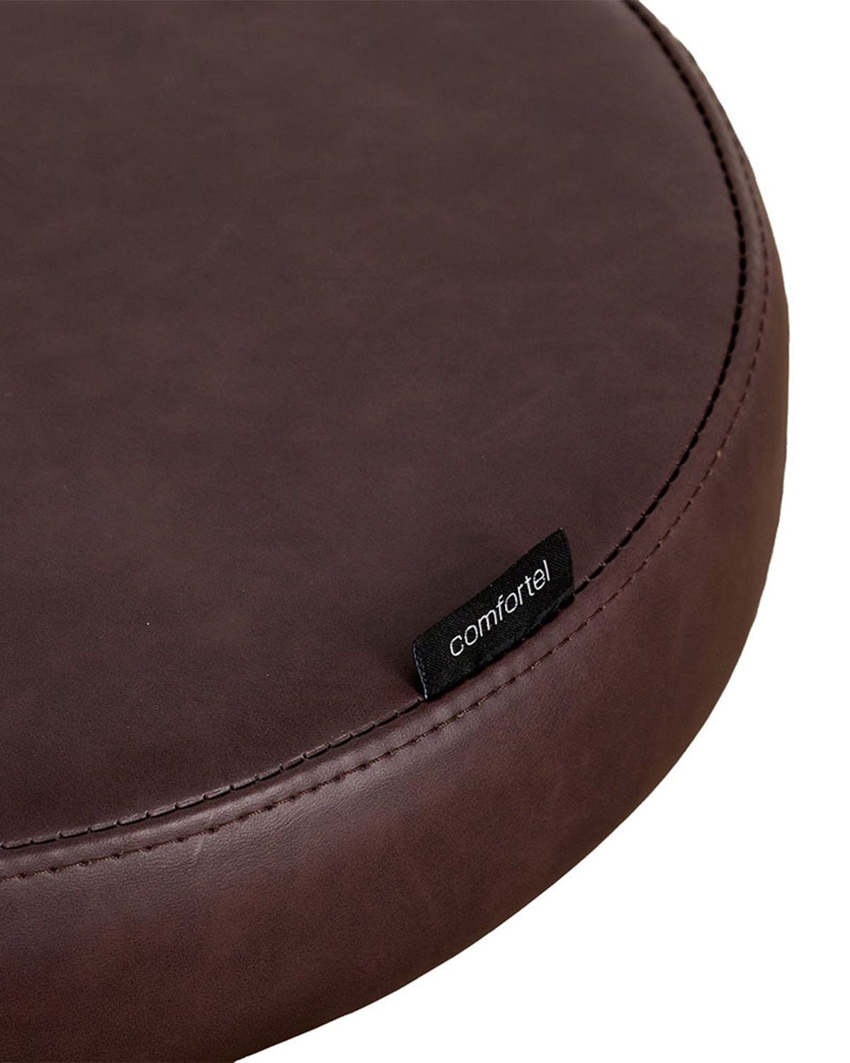 Round Merlot - Brązowy taboret fryzjerski z chromowaną podstawą gwiazdową