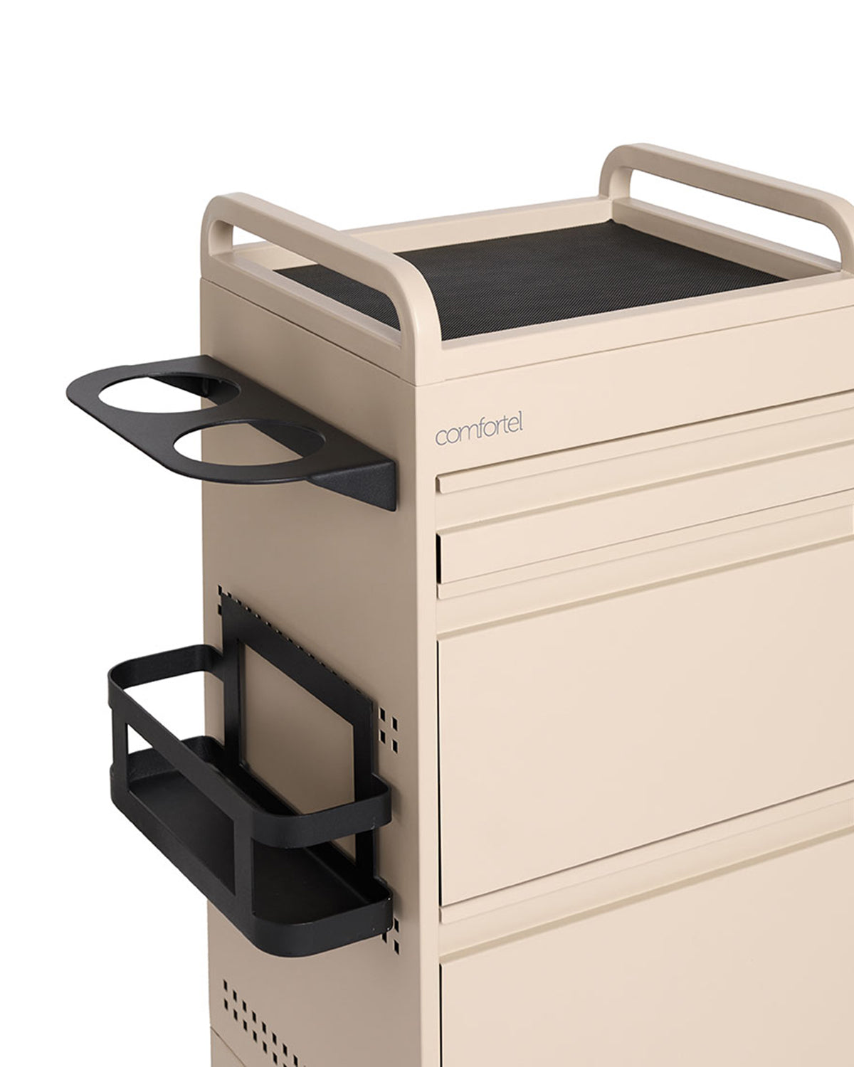 Studio 3 - Beżowy wózek fryzjerski z 3 szufladami i wysuwaną półką