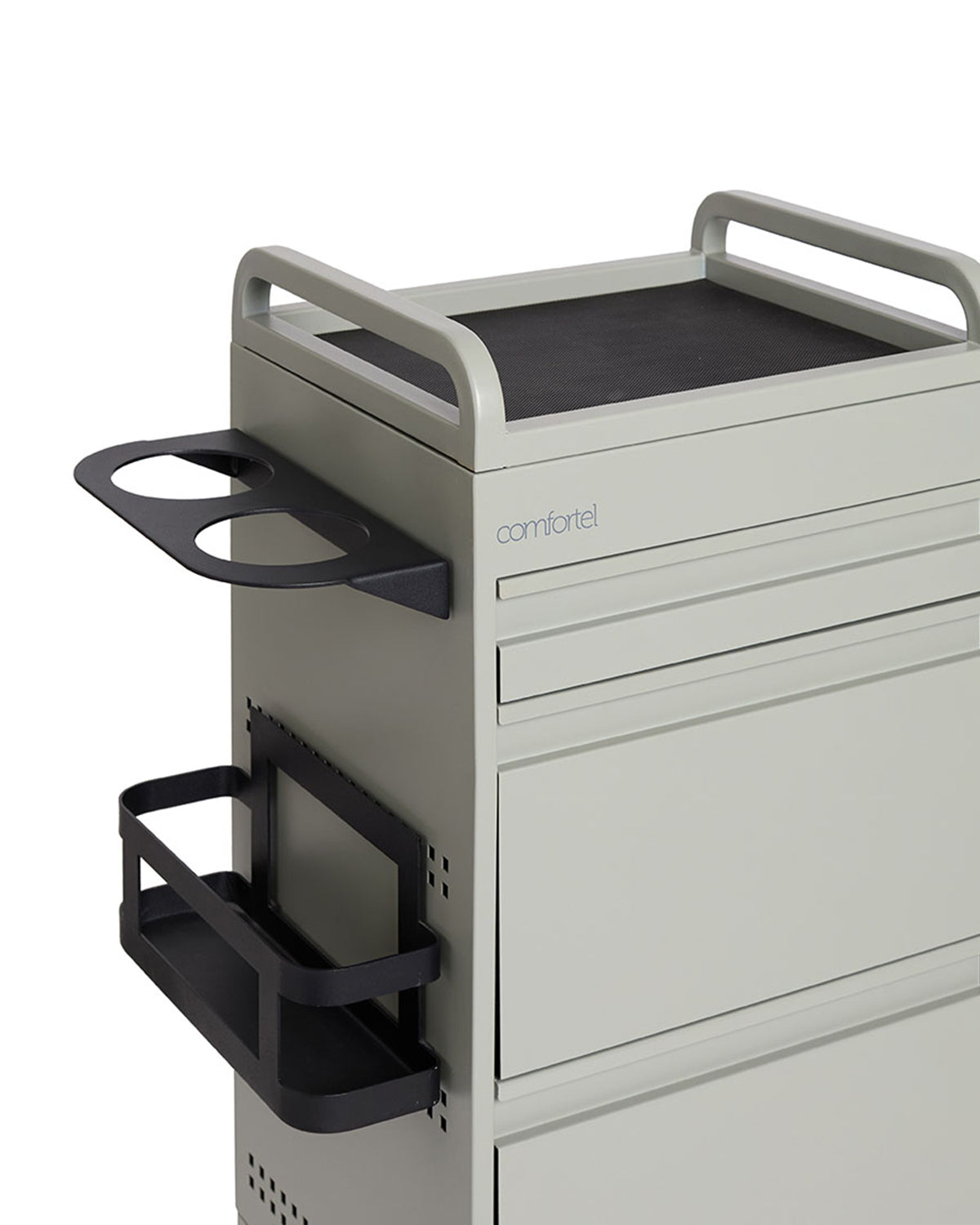 Studio 3 - Zielony wózek fryzjerski z 3 szufladami i wysuwaną półką