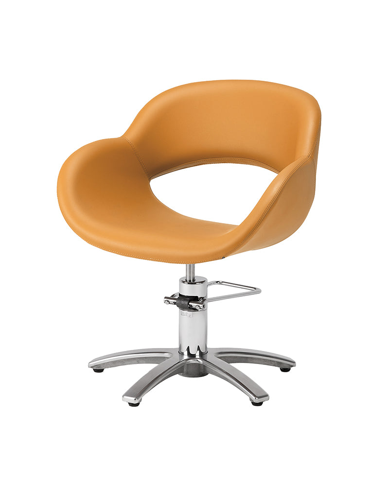 Thea - Orange styling chair with chrome cross base