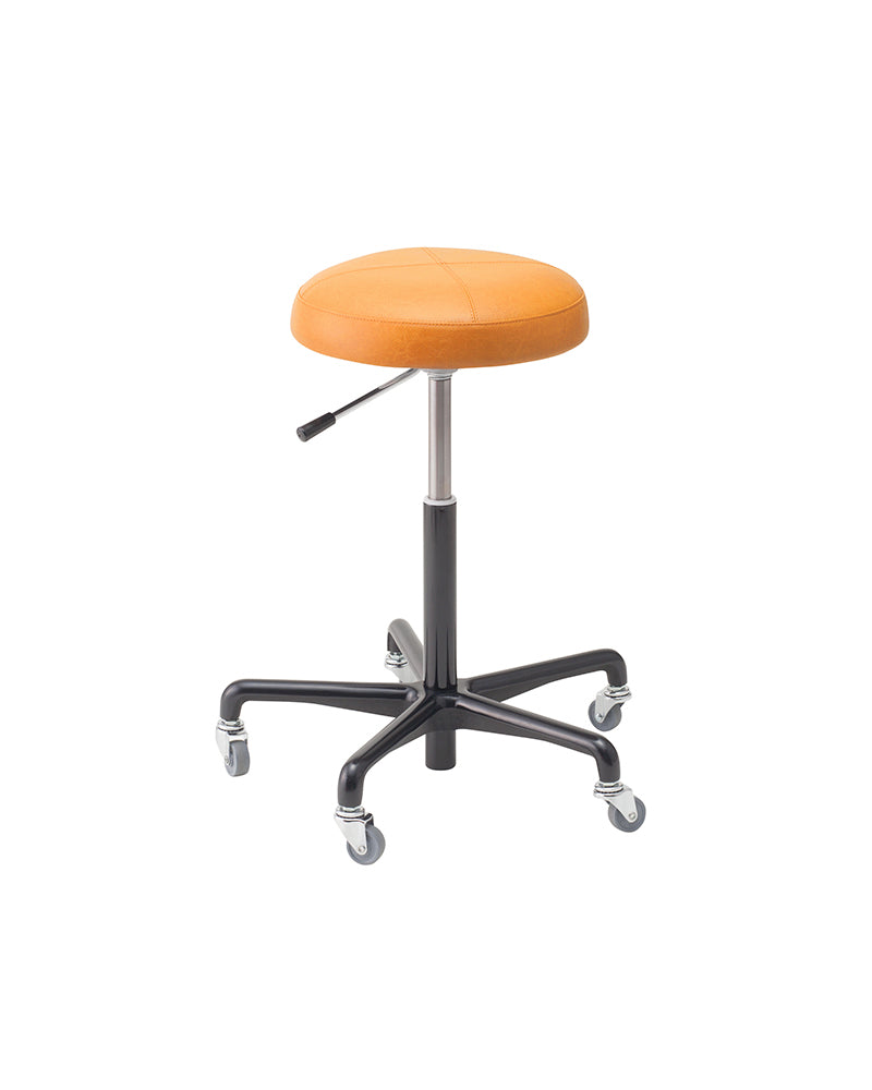 Zen - Pomarańczowy taboret fryzjerski - Czarna podstawa gwiazdowa